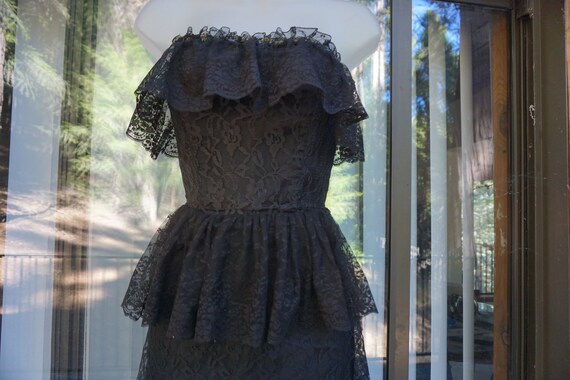 Vintage 90s Contempo Casuals Size Medium Black Lace Dress Peplum - Etsy