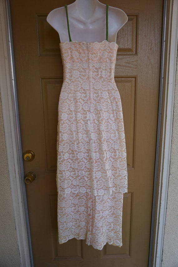 Vintage 1970s long maxi dress pastel floral SMALL… - image 7