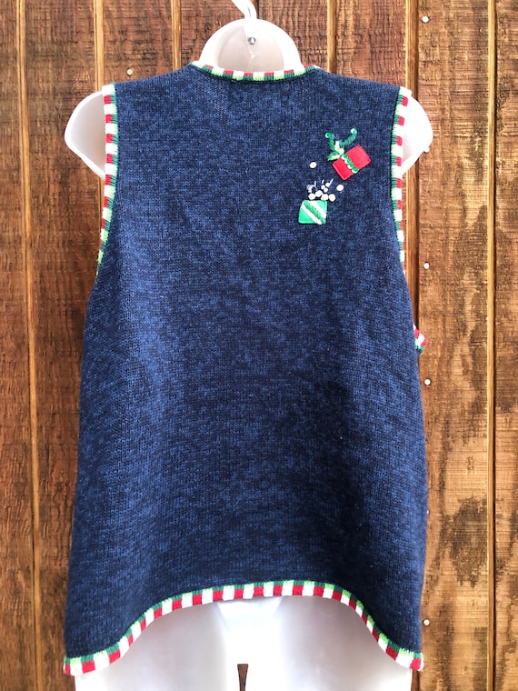 Vintage Christmas knit sweater Vest Large by Tiar… - image 8