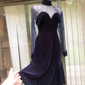 Oscar De La Renta 1980s or 90s blue/black dress size 7
