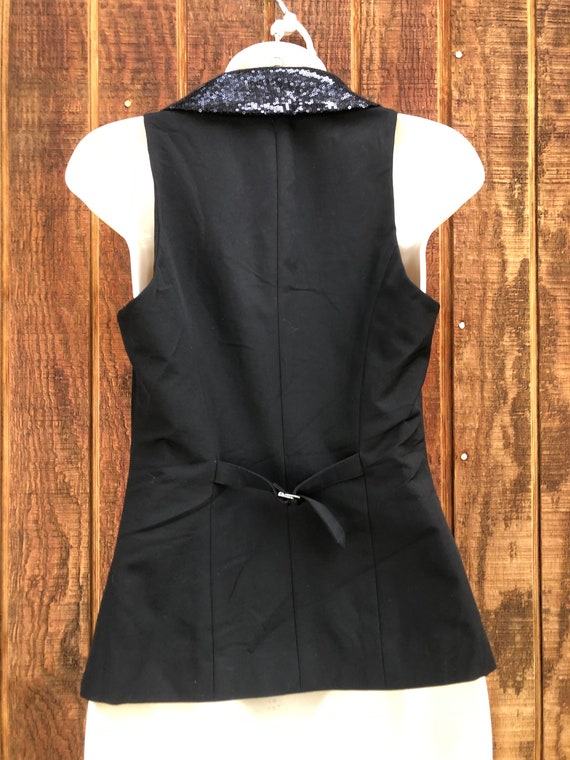 Cache XS black sequined vest shirt 90s 1990s care… - image 6