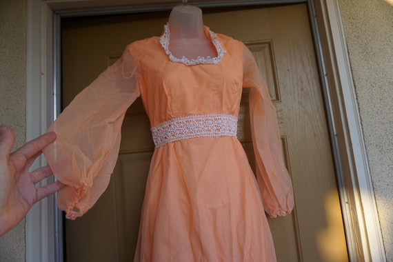 1970s vintage maxi dress size medium sheer overla… - image 1