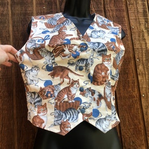 Cat Size medium kitty print vest hand made