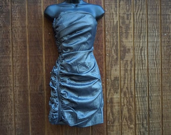 Calvin Klein dress size 4 S Small gray shiny silver ruched