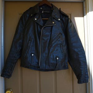 Harley Davidson Vintage Black Leather Motorcycle / Biker Jacket MENS Size 42 Large genuine authentic real 1970s Made in USA image 7