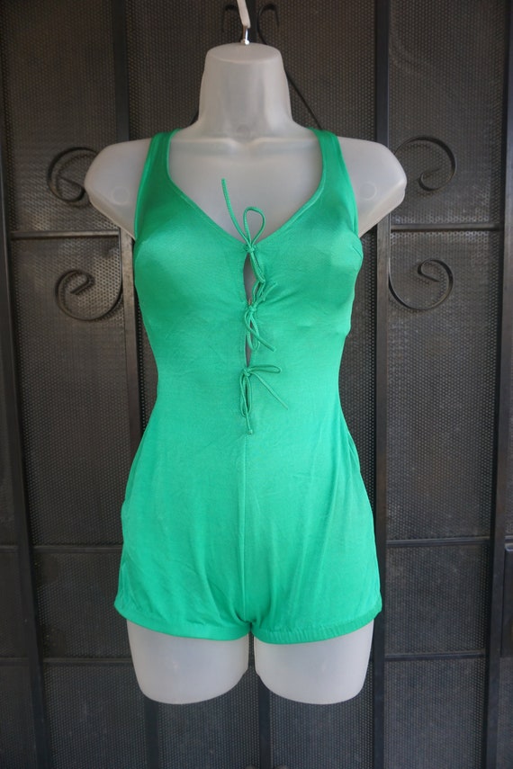 1960s one piece bathing suit swim wear size 12 me… - image 1