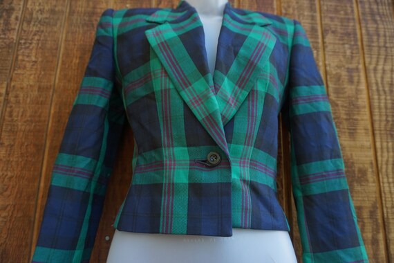 Stirling Cooper size 2 button up green plaid jack… - image 4