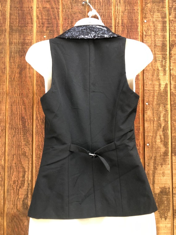 Cache XS black sequined vest shirt 90s 1990s care… - image 5