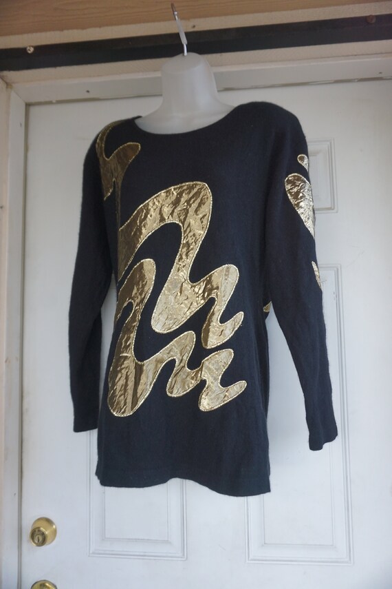 Black and gold knit sweater by Outlander size Lar… - image 7