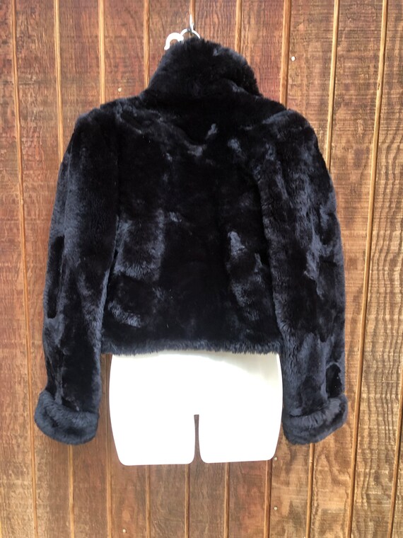 Vintage 60s shearling fur womens coat size small … - image 7