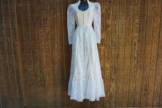 Gunne sax style white lace dress gown prairie dre… - image 4