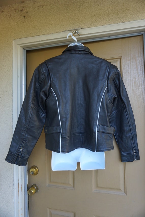 Vintage 80s/90s black leather jacket mens size XX… - image 5