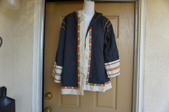 Vintage hooded jacket with rainbow braid detail 7… - image 6