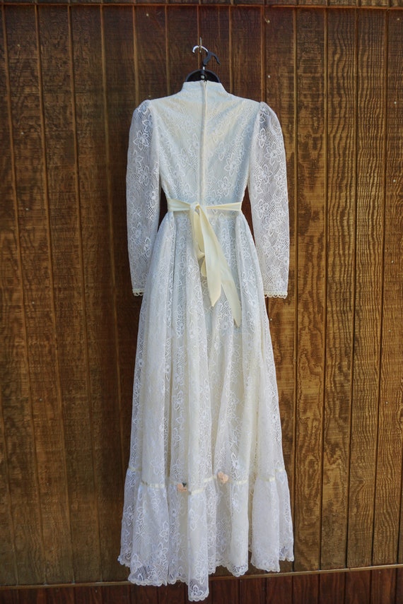 Gunne sax style white lace dress gown prairie dre… - image 9