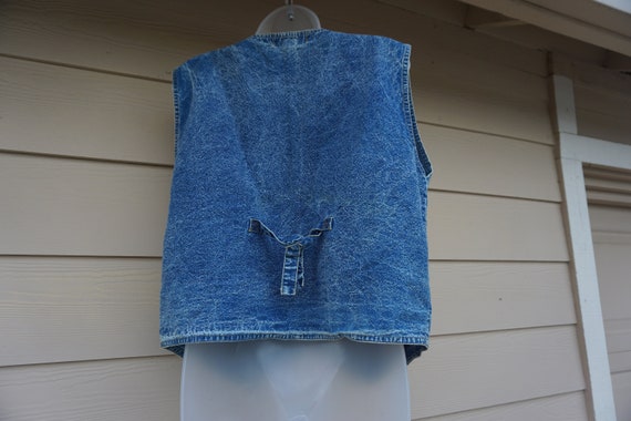 Vintage denim high contrast acid washed jean vest… - image 4