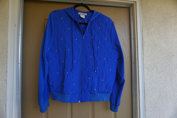 Teddi size Large blue jacket with hood 80s 90s 19… - image 8