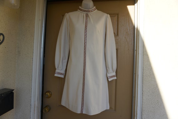 Vintage 1960s long sleeve dress 60s back metal zi… - image 4