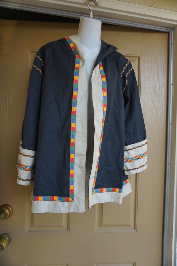 Vintage hooded jacket with rainbow braid detail 7… - image 8