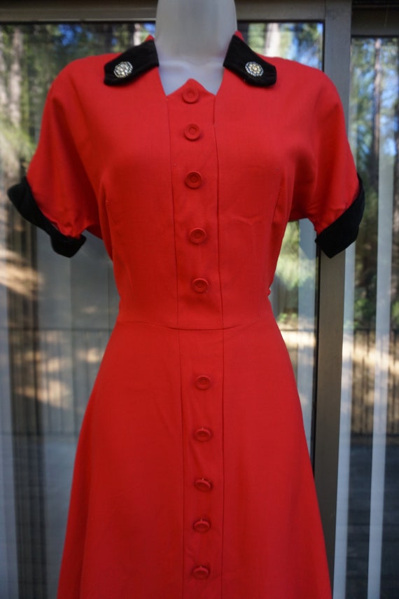 Vintage 1950s small red dress 50s - image 4