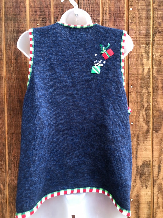 Vintage Christmas knit sweater Vest Large by Tiar… - image 7