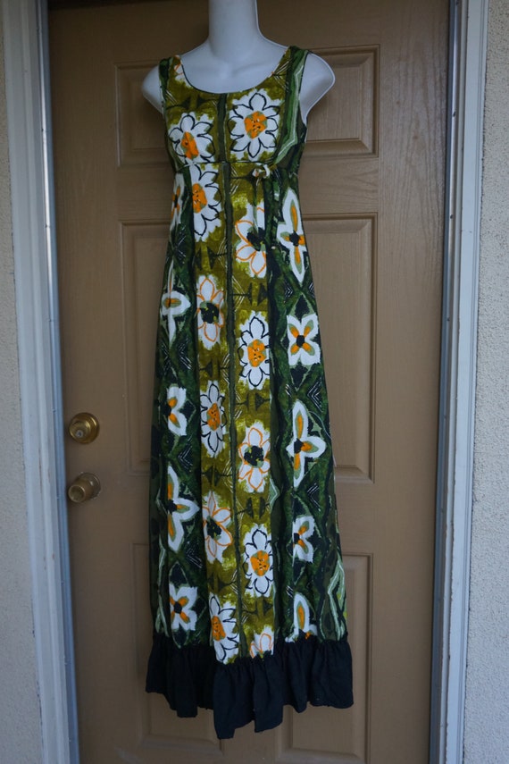 Vintage 1970s floral maxi dress 70s XS XXS extra … - image 4