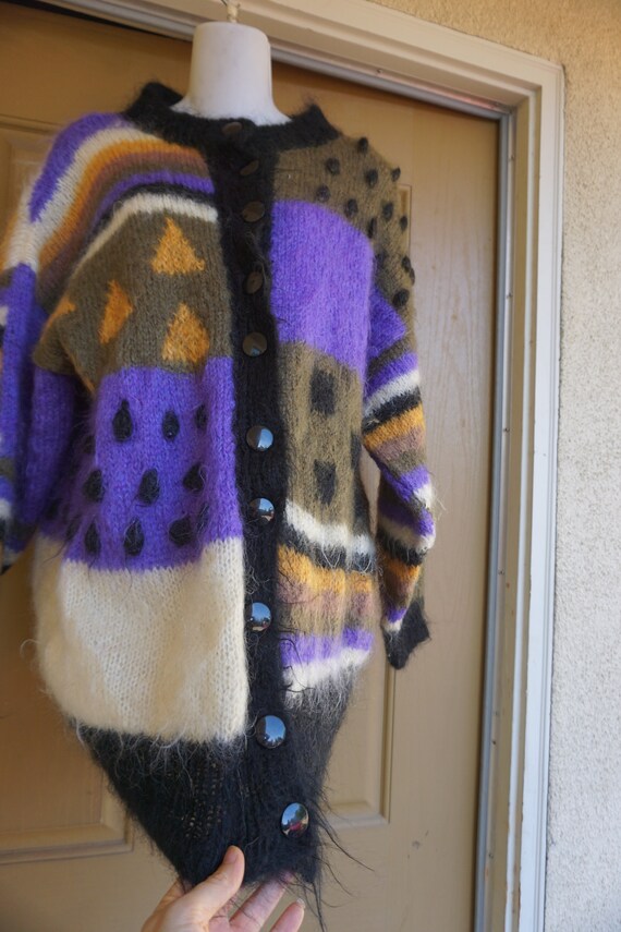 vintage purple black wool mohair jacket size larg… - image 9