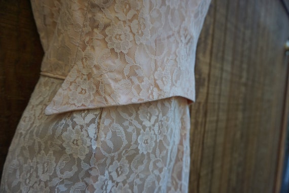 Vintage 1950s lace overlay dress mid century with… - image 4