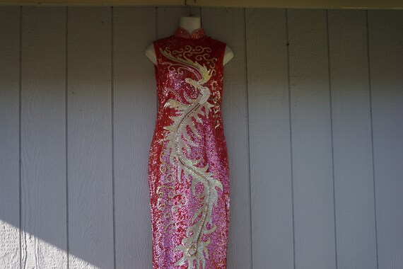 Cheongsam sequined dress small