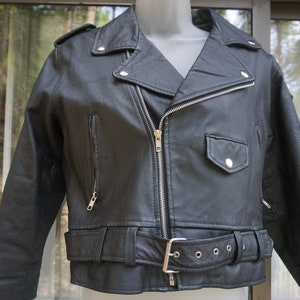 Wilson&#39;s black Leather Motorcycle Biker Jacket WOMENS Size XL 1980s 1990s 80s 90s sexy by Wilsons short crop cropped