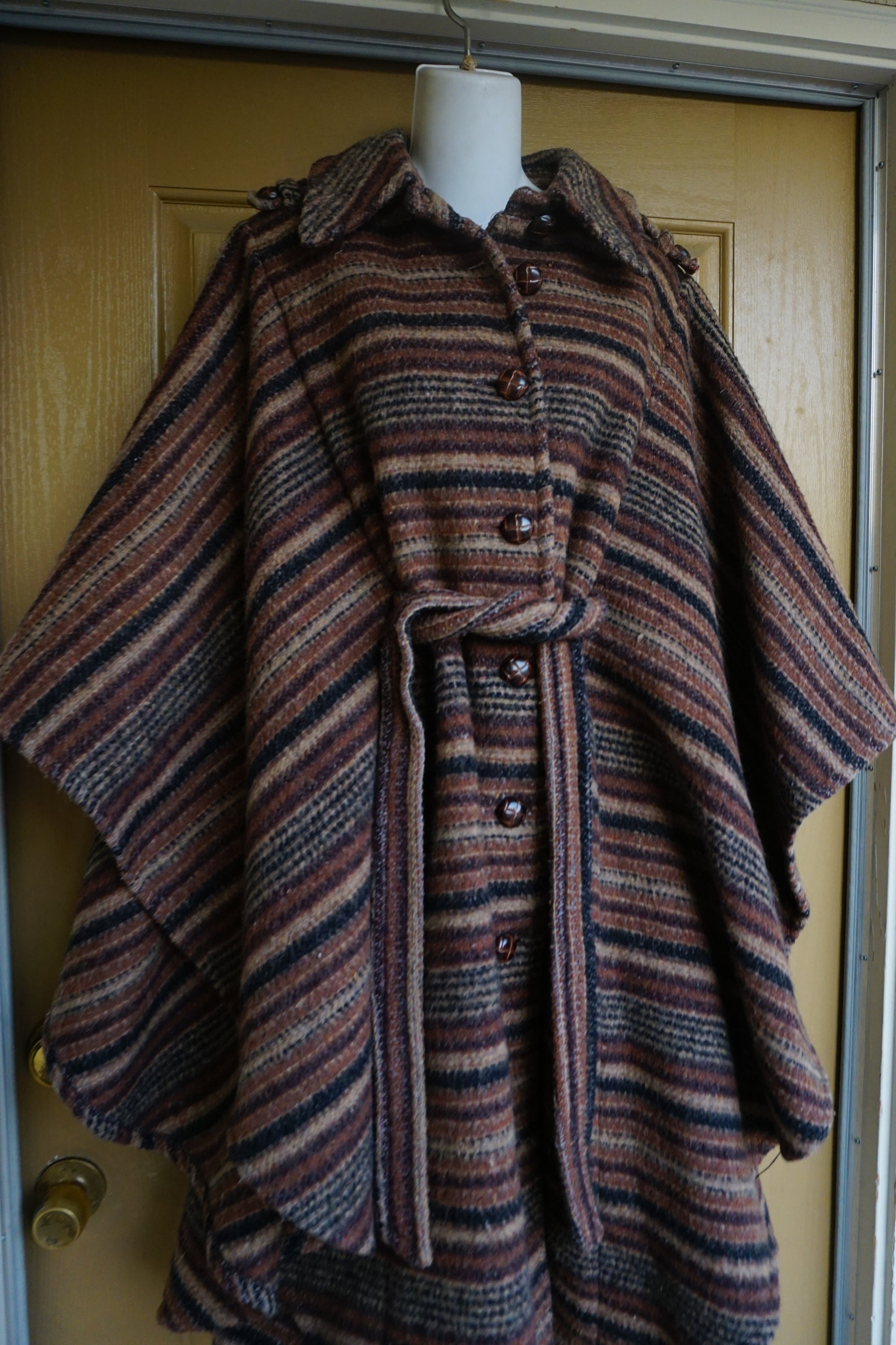 Vintage wool blanket cape / shawl jacket warm heavy small Etsy