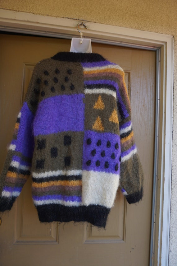 vintage purple black wool mohair jacket size larg… - image 7