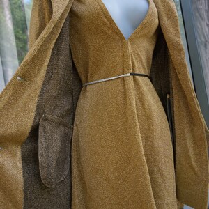 RUDI GERNREICH Designer Gold metallic shimmer Dress with matching jacket 70s 1970s size 12 image 2