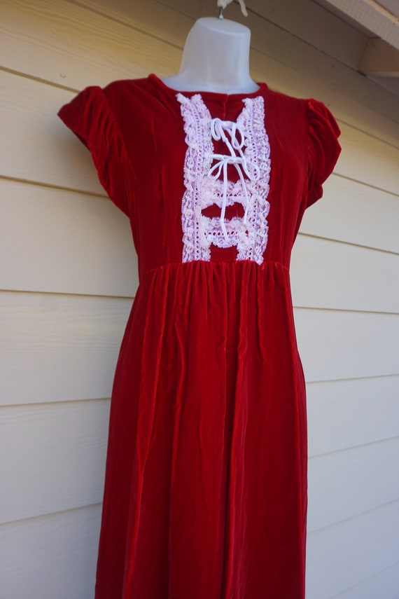 DAMAGED Velvet prairie dress maxi dress short sle… - image 7