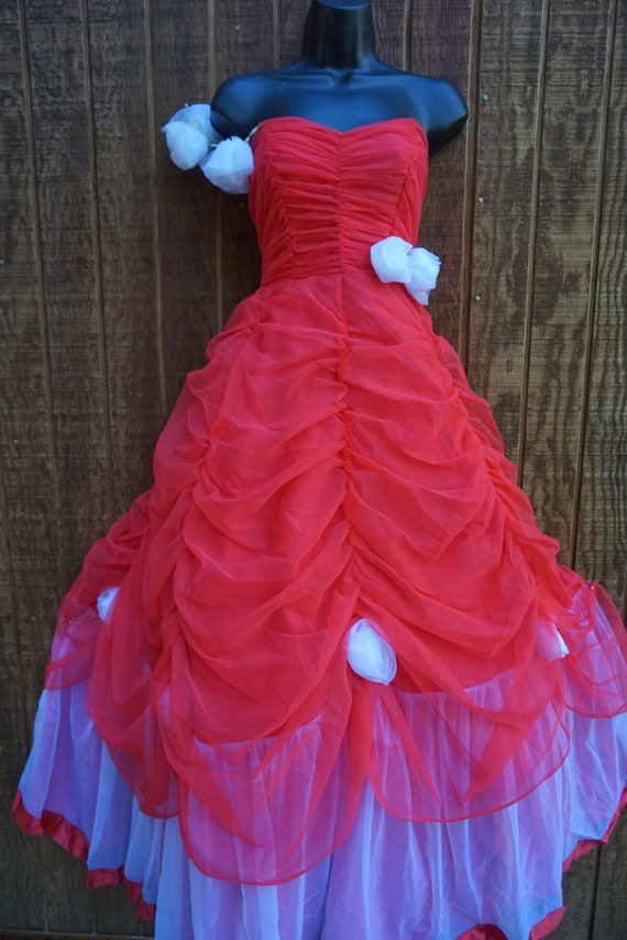 Vintage 80s 1980s "Flirtations" red prom dress go… - image 3