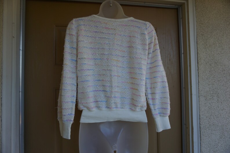 Vintage 1980s or 90s pastel heavy knit sweater size Medium image 7