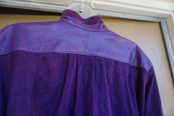Purple suede leather shirt Liz Roberts Robert Ell… - image 5