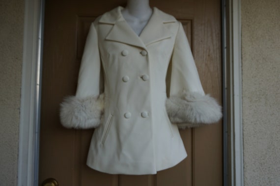 Lilli Ann Fur trim coat jacket designer small - me