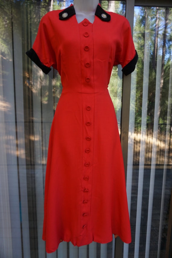 Vintage 1950s small red dress 50s - image 7