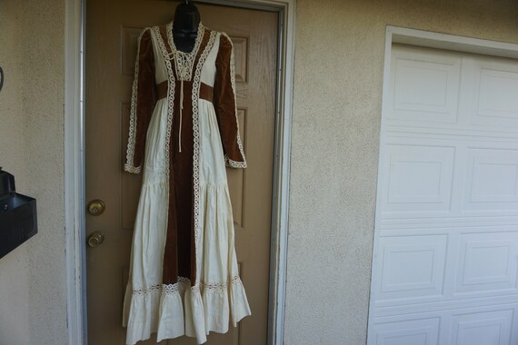 Gunne sax Joseph Magnin size 7 brown velvet lace … - image 2