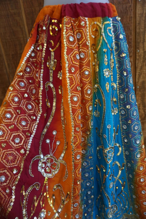 Bollywood Vintage one size beaded maxi skirt boho… - image 4