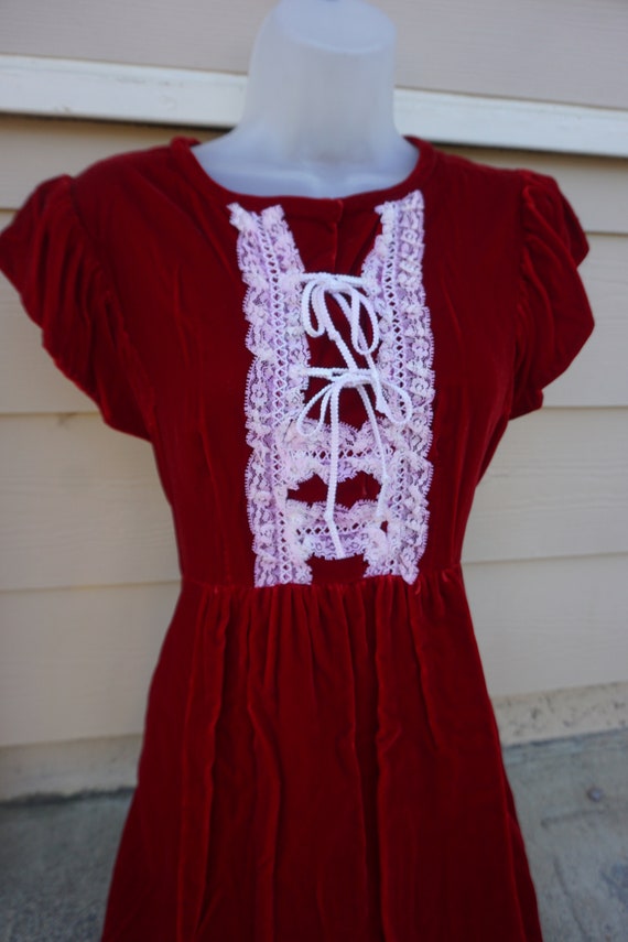 DAMAGED Velvet prairie dress maxi dress short sle… - image 5