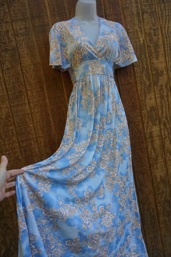 1970s vintage maxi dress prairie small medium flo… - image 5