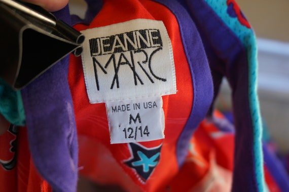 Jeanne Marc Vintage 1990s colorful red and blue d… - image 10