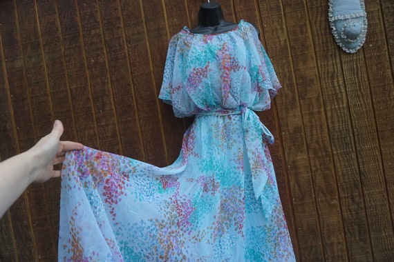 1970s sheer overlay floral Dress - image 1