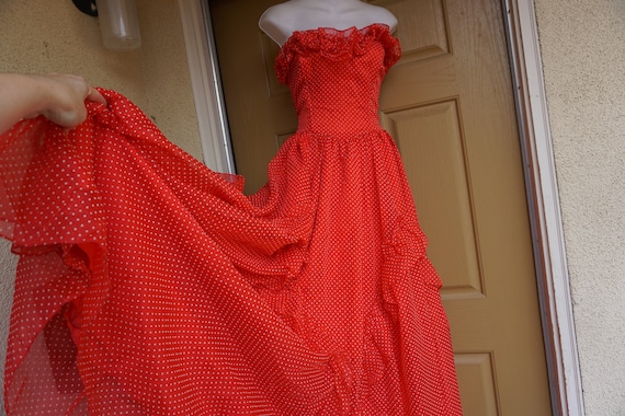 Gunne sax size 9 red and white polkadot dress 80s