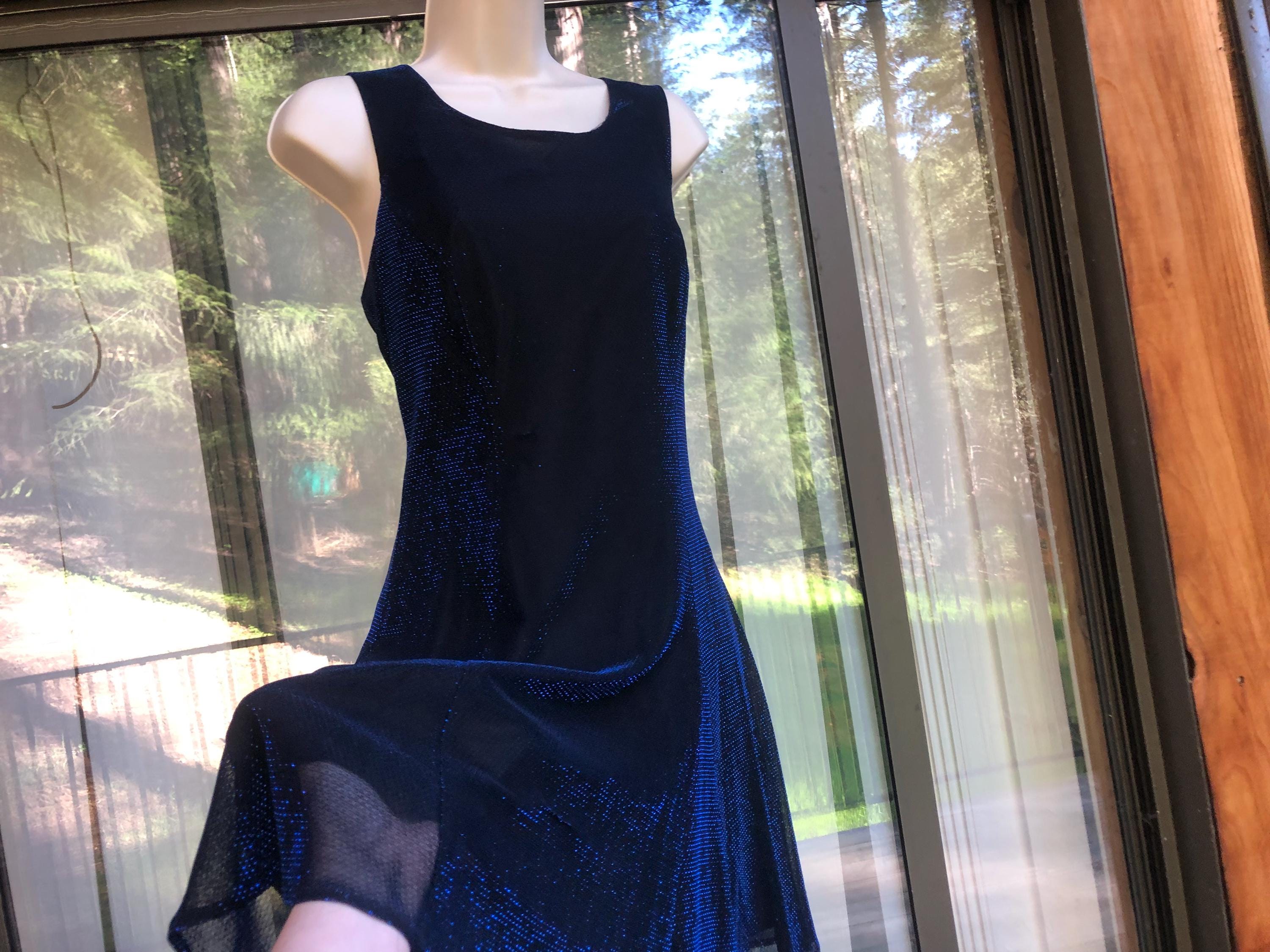 Size 13/14 Shimmer short Dress 90s small iridescent blue sparkles by Be Smart