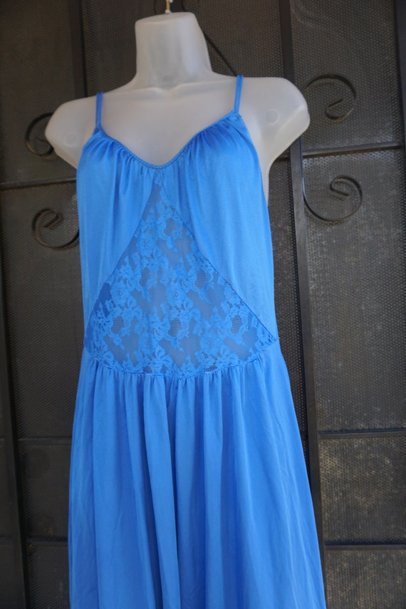 Diane Von Furstenburg Vintage blue long nightgown… - image 5