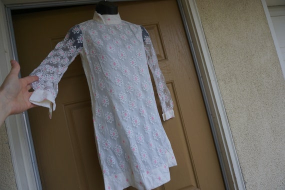 Long sheer sleeve mini dress size estimated as sma