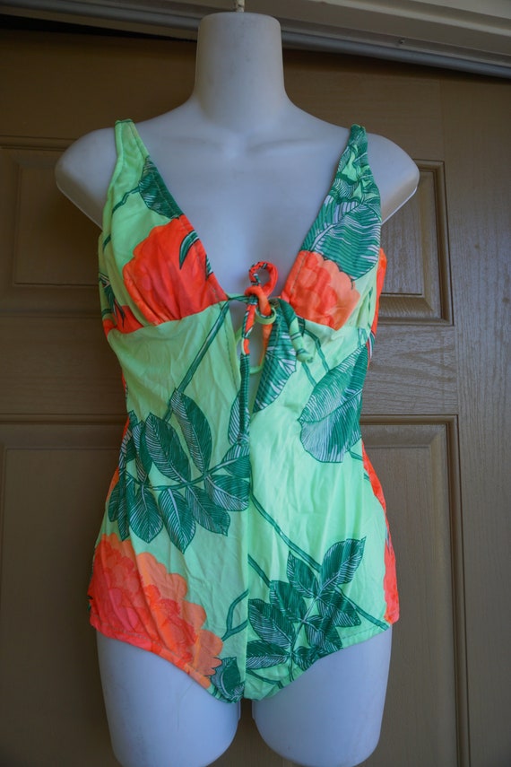 Vintage one piece floral bathing suit swim wear size … - Gem