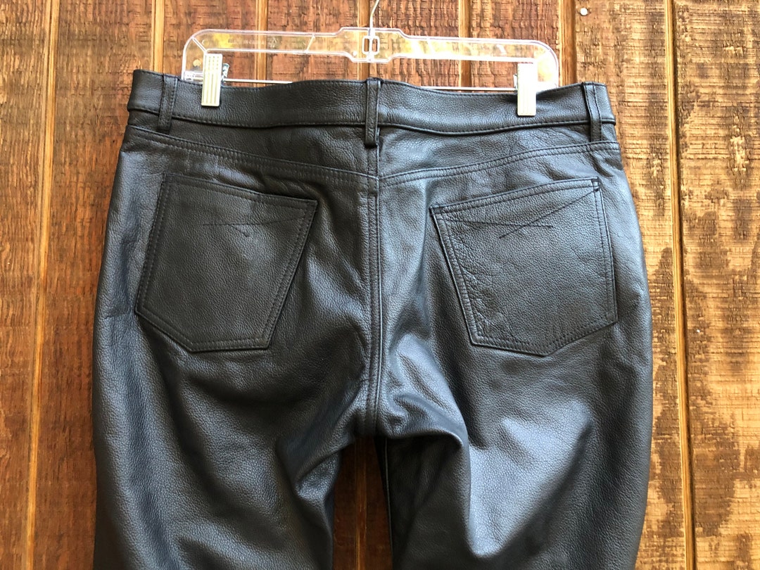 Vintage Leather Pants Black by First Leatehr Size 12 - Etsy